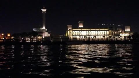 Dubai Creek By Night Video stock 1807654