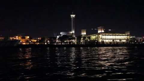 Dubai Creek By Night Stock Footage 1807671