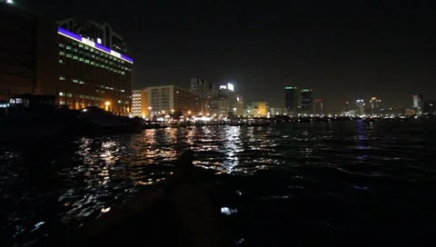 Dubai Creek By Night Stock-Footage 1807701