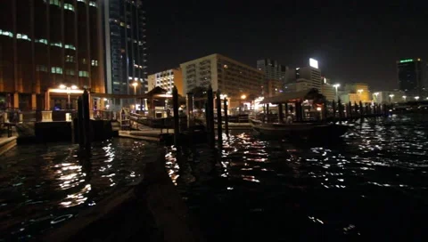 Dubai Creek By Night Stock Footage 1807746