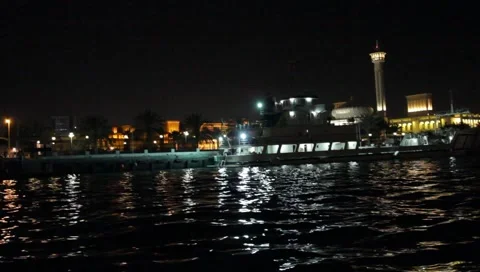 Dubai Creek By Night Stock Footage 1807883