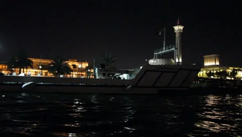 Dubai Creek By Night Stock Footage 1807899