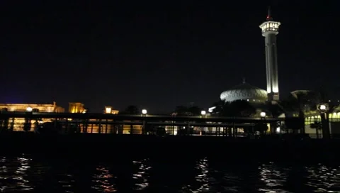 Dubai Creek By Night Stock Footage 1807914