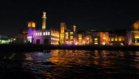 Dubai Creek By Night Stock-Footage 1808073