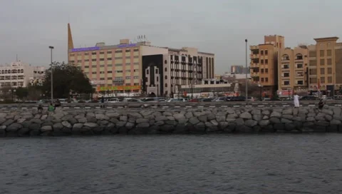 Dubai Creek Seen From Boat Stock Footage 3476207