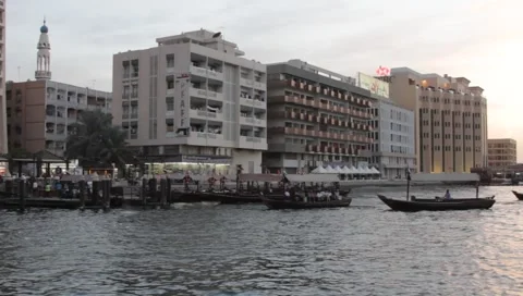 Dubai Creek Seen From Boat Stock Footage 3476463