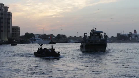 Dubai Creek Seen From Boat Stock Footage 3476491
