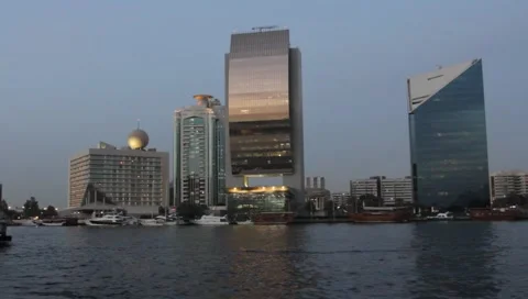Dubai Creek Seen From Boat Stock Footage 3485745