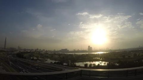 Dubai Creek Sunset Timelapse Stock Footage