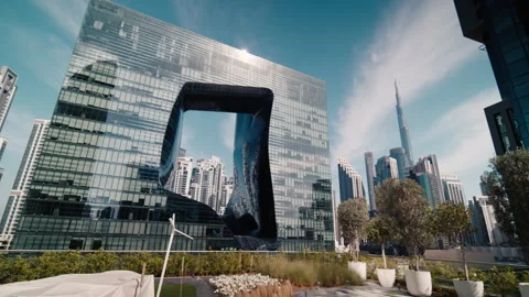 Dubai Cube Building Stock Footage 236029229