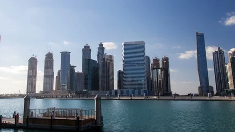 Dubai day hyperlapse. pan up Stock Footage 124238965