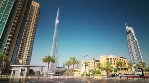 Dubai day world highest building famous hotel view 4k time lapse uae Stock Footage 54126885