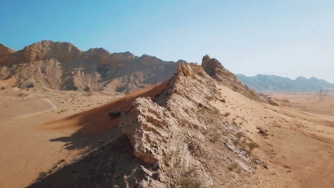 Dubai desert wirh mountain Stock Footage 89938560