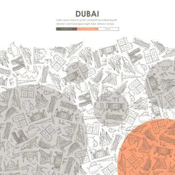 Dubai Doodle Website Template Design Ilustración de archivo