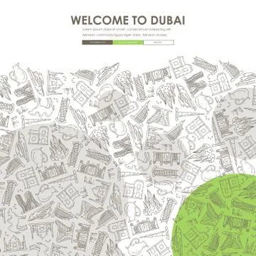 Dubai Doodle Website Template Design Ilustración de archivo