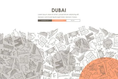 Dubai Doodle Website Template Design Ilustración de archivo