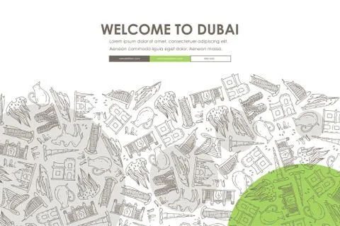 Dubai Doodle Website Template Design Ilustración de archivo