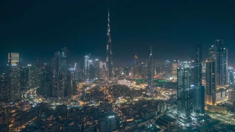Dubai Downtown Fog Rolling in Stock Footage