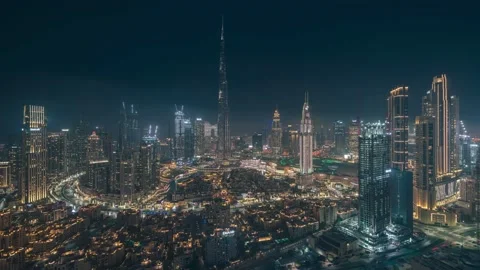 Dubai Downtown by Night Video stock 149965842