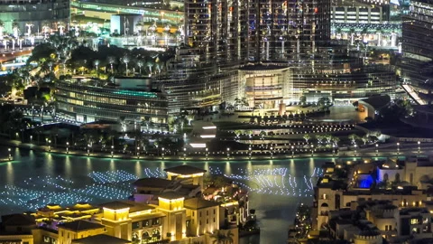 Dubai Downtown night timelapse view from the top in Dubai, United Arab Emirates Vídeos de archivo 147432709
