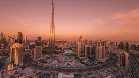 Dubai Downtown Sunset Stock Footage 81151985