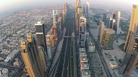 Dubai Drone Sheikh Zayed Road Stock Footage 172552265