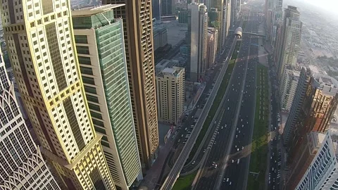 Dubai Drone Sheikh Zayed Road Stock Footage 172572154