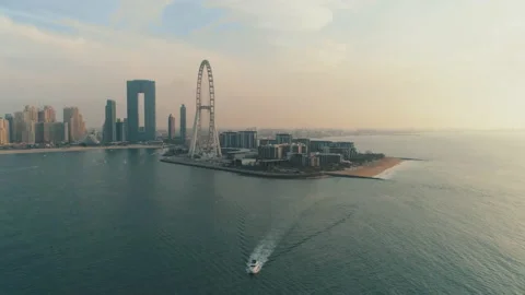 Dubai - Drone shot of the high roller and JBR district Stock Footage 169975174
