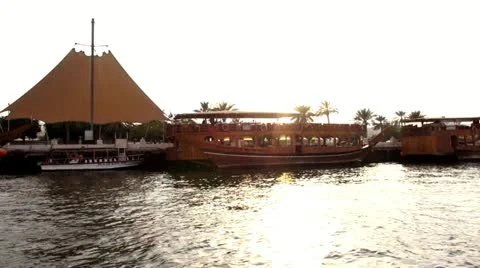 Dubai, Dubai Creek, Deira, Boats, Dhow Stock Footage