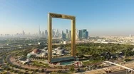 Dubai Frame Aerial View Stock Footage
