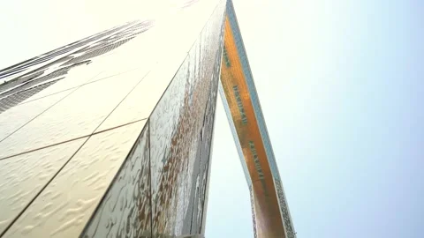 Dubai Frame is an architectural landmark in  UAE and visitors inside it . Stock Footage 219968516