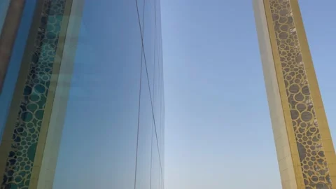 Dubai Frame  , the biggest golden picture frame Stock Footage 157581237