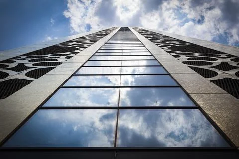 Dubai Frame close up view. The Frame is an architectural landmark in Zabeel Park Stock Photos