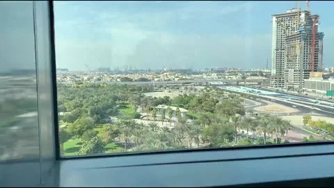 Dubai Frame glass elevator going up Stock Footage 170692280