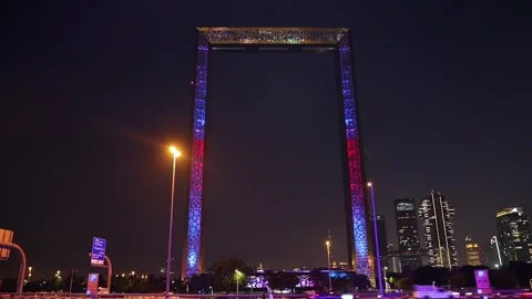Dubai Frame at night Stock Footage 245561784