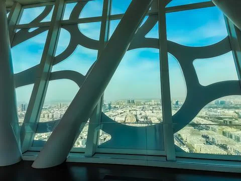 The Dubai Frame. Observation deck. Modern architecture and view of the city. Stock Photos