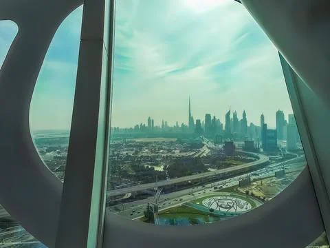 The Dubai Frame. Observation deck. Modern architecture and view of the city. Stock Photos