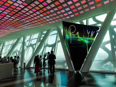 The Dubai Frame. Observation deck. Stock Photos