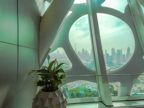 The Dubai Frame. Observation deck. Stock Photos