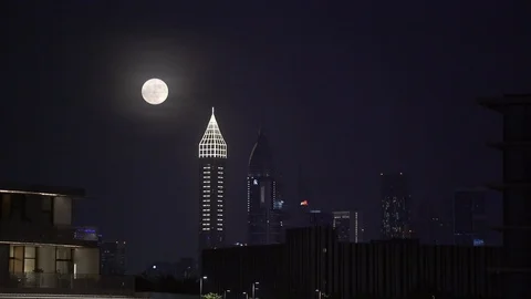 Dubai with full moon Video stock 99409807