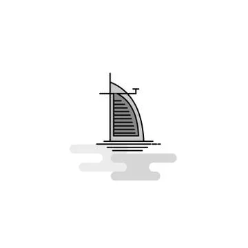 Dubai hotel  Web Icon. Flat Line Filled Gray Icon Vector Illustrazione stock