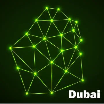 Dubai of lines and dots, mesh polygonal network connections. Vector Illustrat Illustrazione stock
