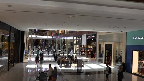 Dubai Mall Escalator Tracking 4K Stock Footage 86764374