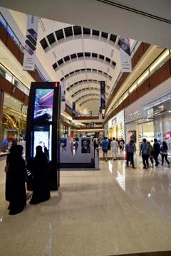 The Dubai Mall interior at night Stock Photos