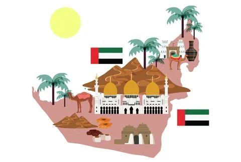 Dubai Map Concept Illustration Stock Illustration