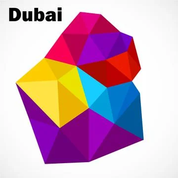 Dubai map in geometric polygonal style on white background Stock Illustration