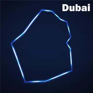 Dubai map with glowing borders. Vector illustration Stock Illustration