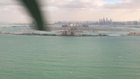 Dubai Marina and Palm Jumeirah from helicopter Stock Footage