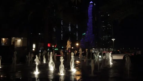 Dubai Marina By Night Stock Footage 1099178