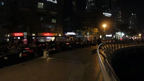 Dubai Marina By Night Stock Footage 1099196